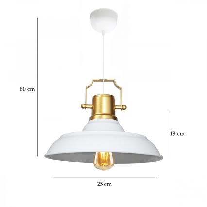 Pendelleuchte mit Kabel AYD 1xE27/40W/230V weiß/gold
