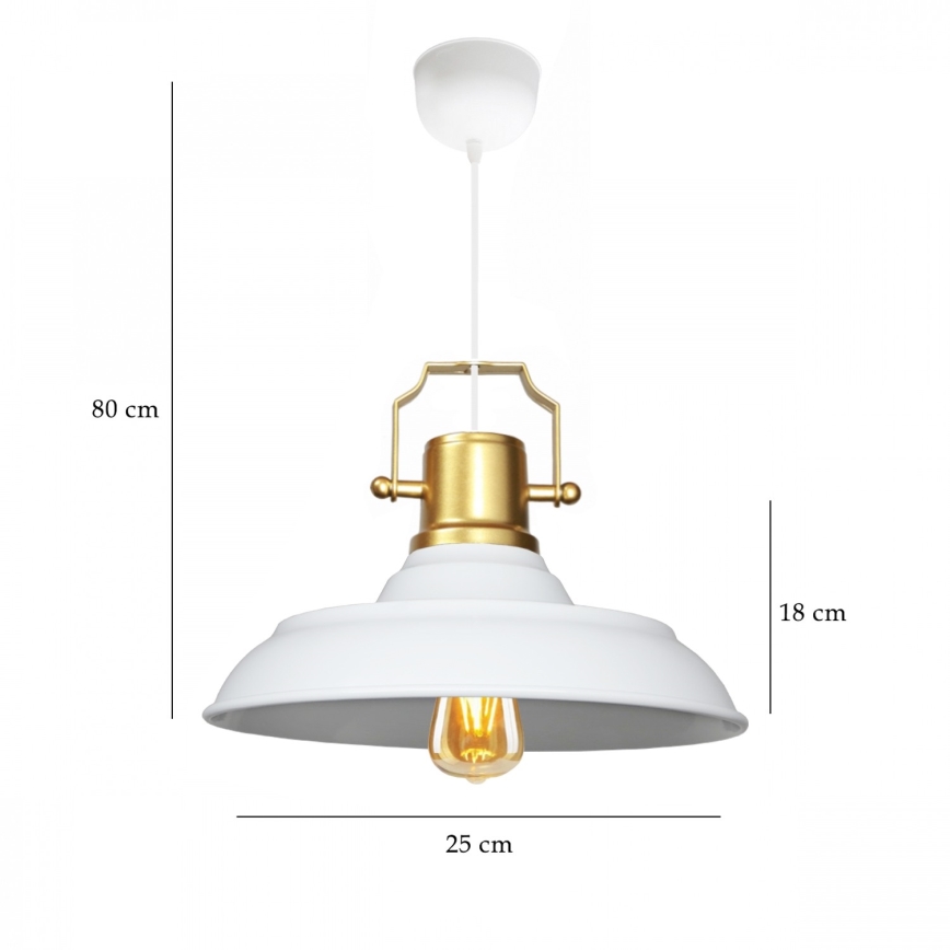 Pendelleuchte mit Kabel AYD 1xE27/40W/230V weiß/gold