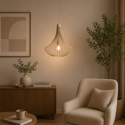 Pendelleuchte mit Kabel BALERINA 1xE27/15W/230V, beige