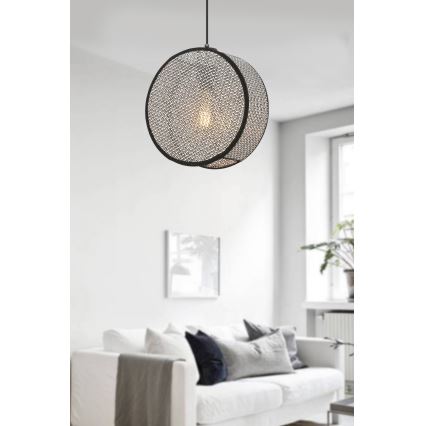 Pendelleuchte mit Kabel BIG DRUM 1xE27/60W/230V grau/schwarz