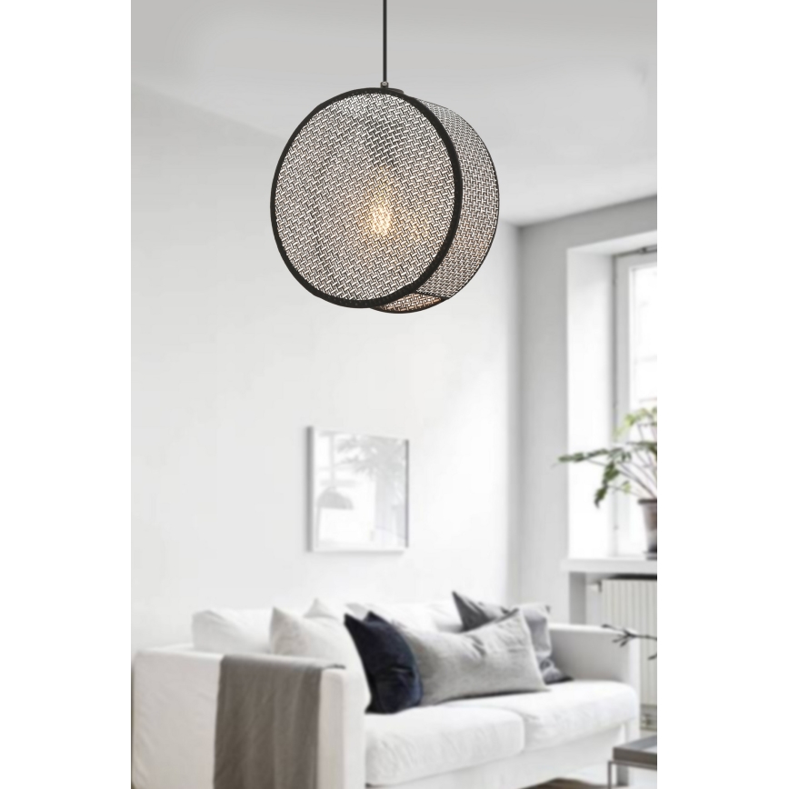 Pendelleuchte mit Kabel BIG DRUM 1xE27/60W/230V grau/schwarz