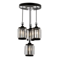 Pendelleuchte mit Kabel CRYSTALLINE 4xE27/40W/230V schwarz