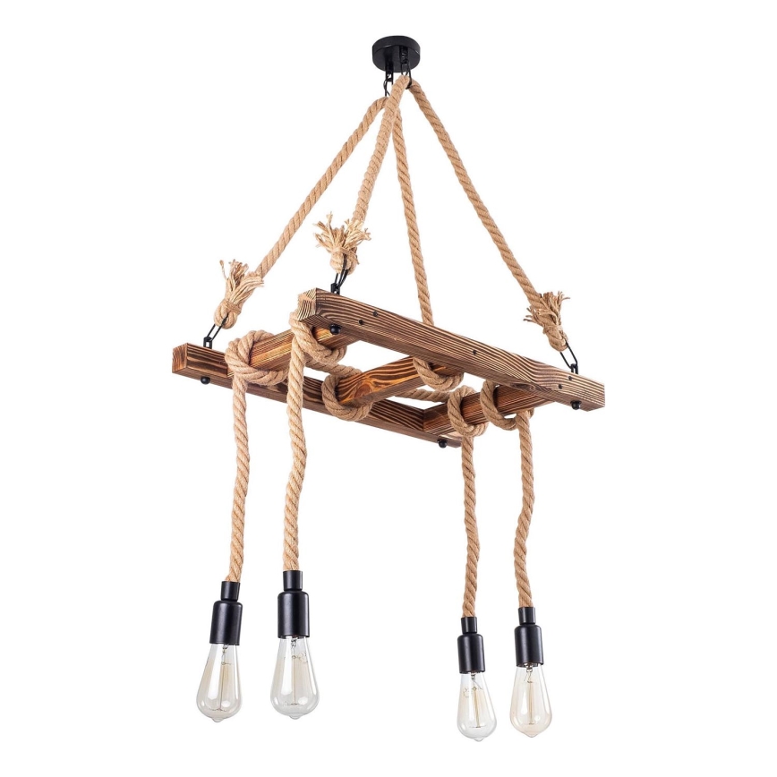 Pendelleuchte mit Kabel EREBOS 4xE27/40W/230V braun