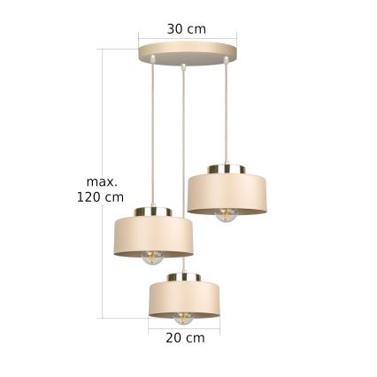 Pendelleuchte mit Kabel IGNIA 3xE27/60W/230V taupe