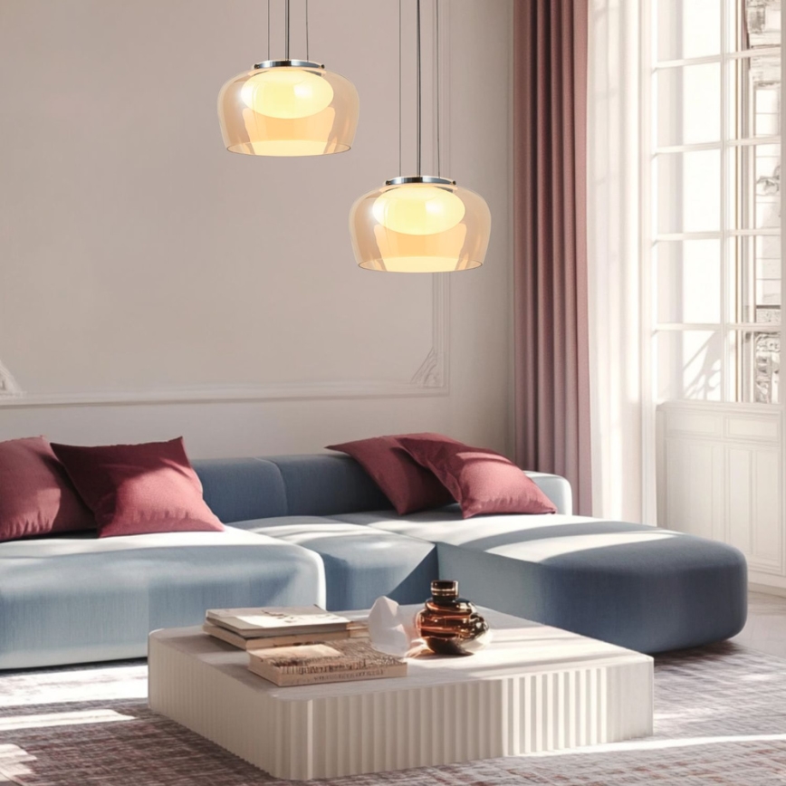 Pendelleuchte mit Kabel INSIEME 1xGX53/10W/230V Ø 35 cm rauchiges Beige