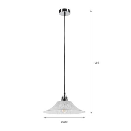 Pendelleuchte mit Kabel JULL 1xE27/15W/230V glänzender Chrom/transparent