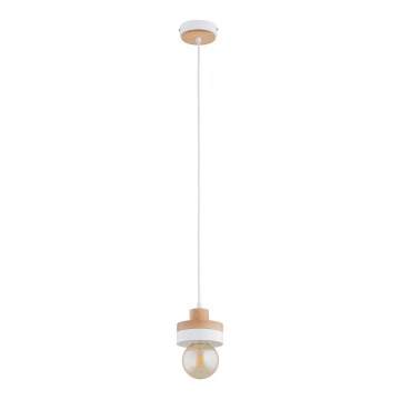 Pendelleuchte mit Kabel LARSO 1xE27/15W/230V weiß/beige