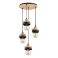 Pendelleuchte mit Kabel LARSO 4xE27/15W/230V schwarz/beige