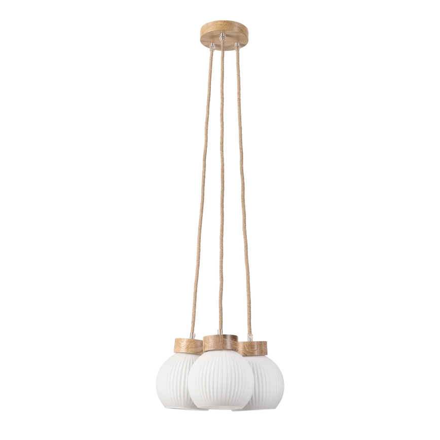 Pendelleuchte mit Kabel LOOMIS 3xE27/15W/230V 83 cm beige/Eiche