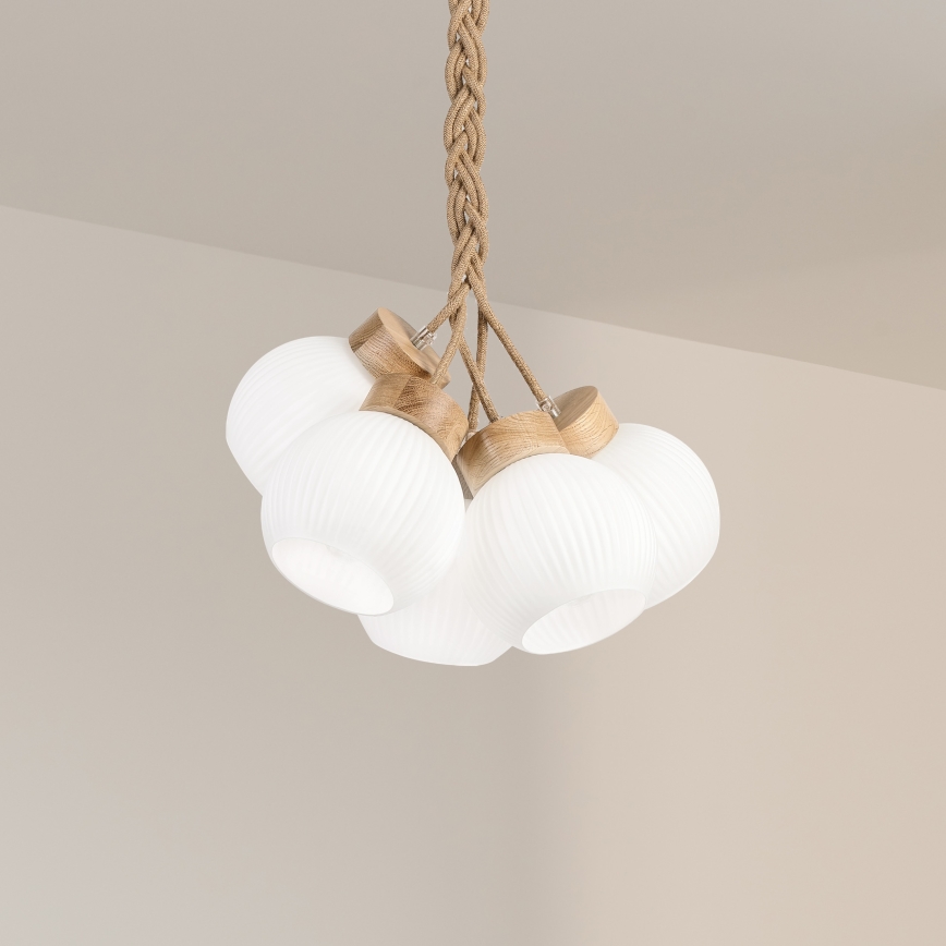 Pendelleuchte mit Kabel LOOMIS 3xE27/15W/230V 83 cm beige/Eiche