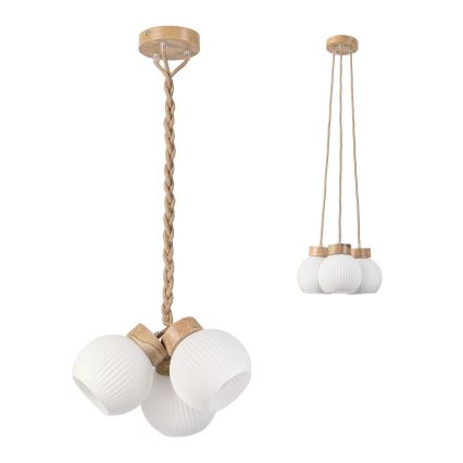 Pendelleuchte mit Kabel LOOMIS 3xE27/15W/230V 83 cm beige/Eiche
