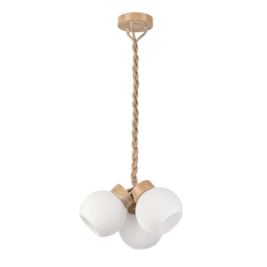 Pendelleuchte mit Kabel LOOMIS 3xE27/15W/230V 83 cm beige/Eiche