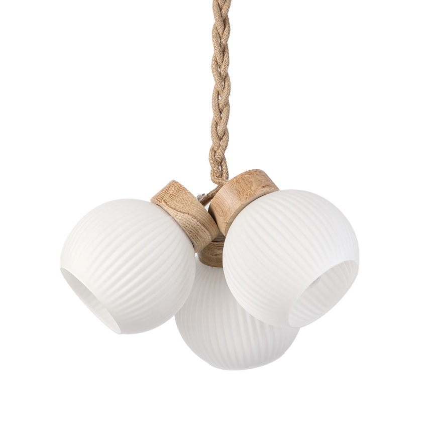 Pendelleuchte mit Kabel LOOMIS 3xE27/15W/230V 83 cm beige/Eiche