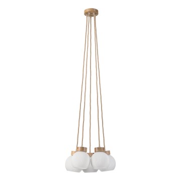 Pendelleuchte mit Kabel LOOMIS 5xE27/15W/230V 130 cm beige/Eiche