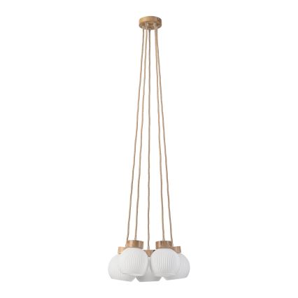 Pendelleuchte mit Kabel LOOMIS 5xE27/15W/230V 130 cm beige/Eiche