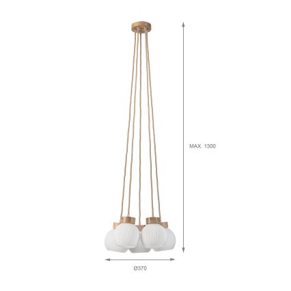 Pendelleuchte mit Kabel LOOMIS 5xE27/15W/230V 130 cm beige/Eiche