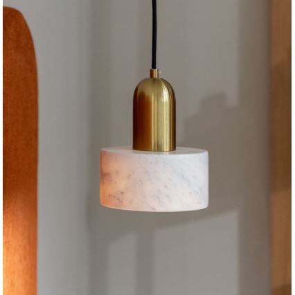 Pendelleuchte mit Kabel MARBLE 1xE27/60W/230V gold/weiß/Marmor-Dekor