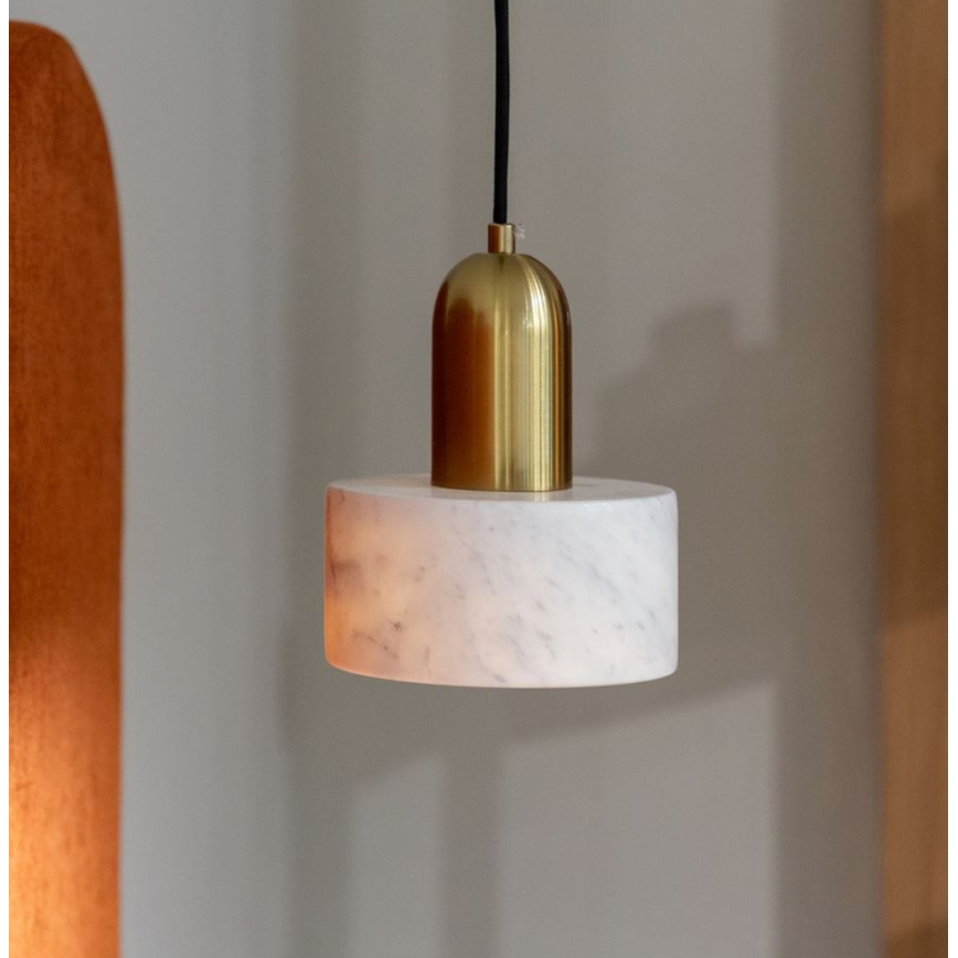 Pendelleuchte mit Kabel MARBLE 1xE27/60W/230V gold/weiß/Marmor-Dekor