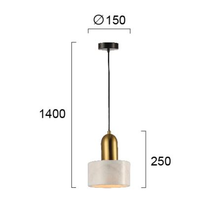 Pendelleuchte mit Kabel MARBLE 1xE27/60W/230V gold/weiß/Marmor-Dekor