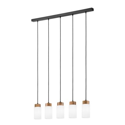 Pendelleuchte mit Kabel MARKUS 5xE27/15W/230V schwarz/Eiche
