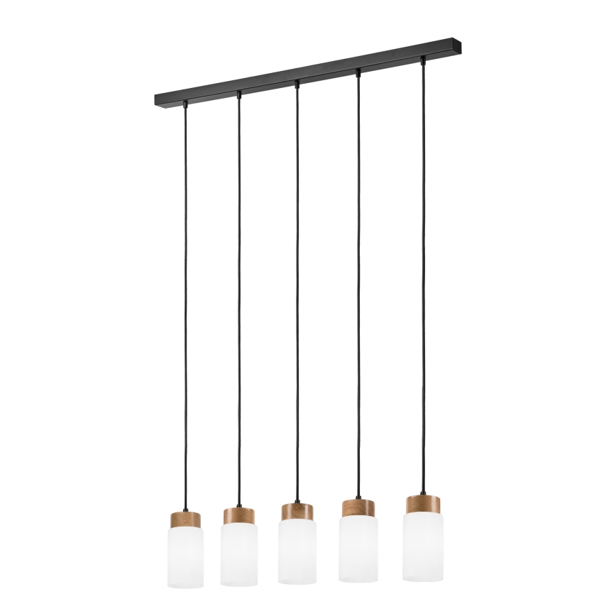 Pendelleuchte mit Kabel MARKUS 5xE27/15W/230V schwarz/Eiche