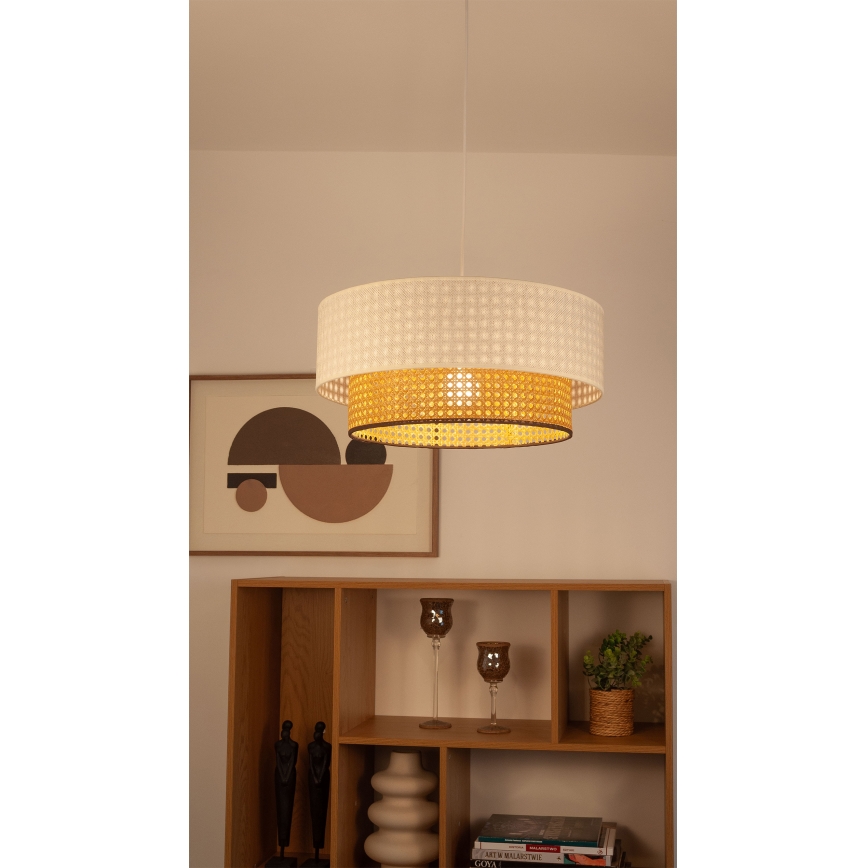 Pendelleuchte mit Kabel NATIA 1xE27/60W/230V Ø 45 cm weiß/braun