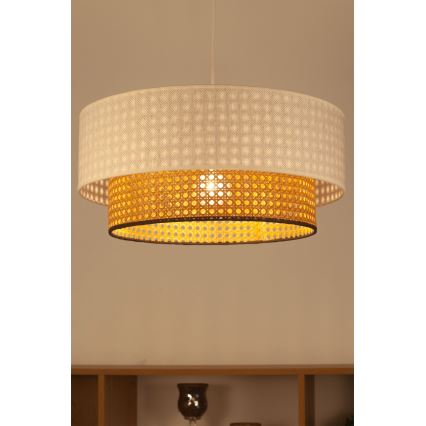 Pendelleuchte mit Kabel NATIA 1xE27/60W/230V Ø 45 cm weiß/braun