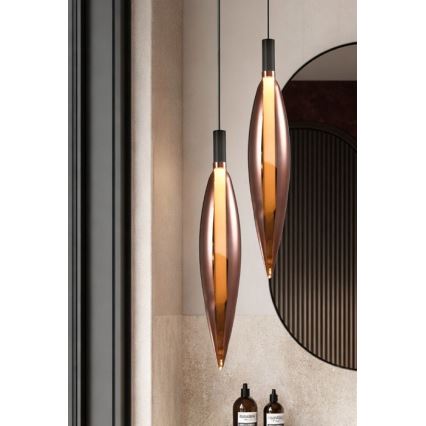Pendelleuchte mit Kabel NORDIC 1xG9/5W/230V schwarz/kupferfarben