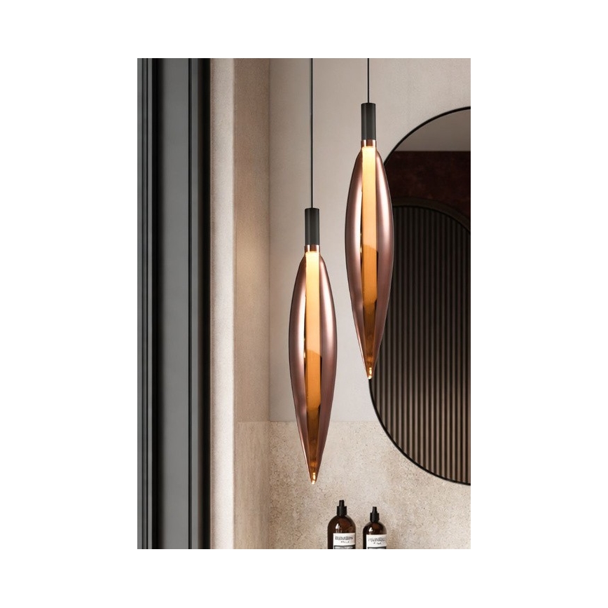 Pendelleuchte mit Kabel NORDIC 1xG9/5W/230V schwarz/kupferfarben
