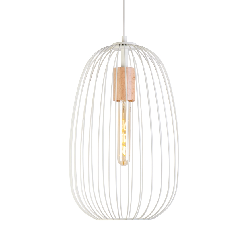 Pendelleuchte mit Kabel OVELLA 1xE27/15W/230V, Ø 25 cm, cremefarben/Kiefer