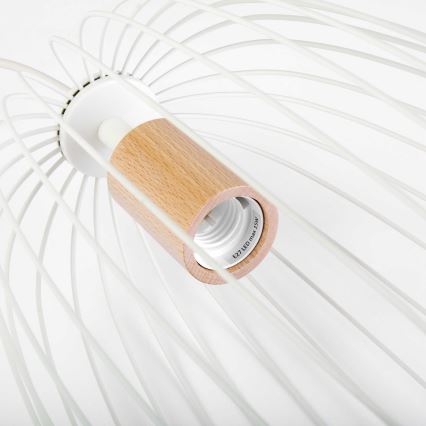 Pendelleuchte mit Kabel OVELLA 1xE27/15W/230V, Ø 25 cm, cremefarben/Kiefer