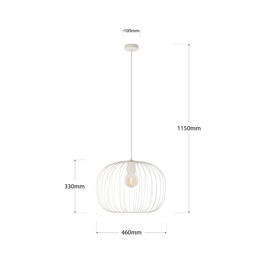 Pendelleuchte mit Kabel OVELLA 1xE27/15W/230V Ø 46 cm cremefarben