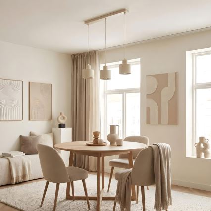 Pendelleuchte mit Kabel PARKLA 3xE27/15W/230V beige