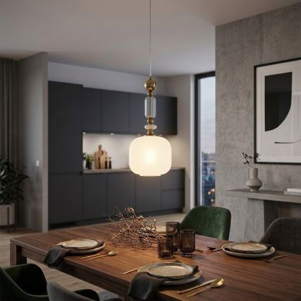 Pendelleuchte mit Kabel ROYAL 1xE27/15W/230V Gold/Weiß