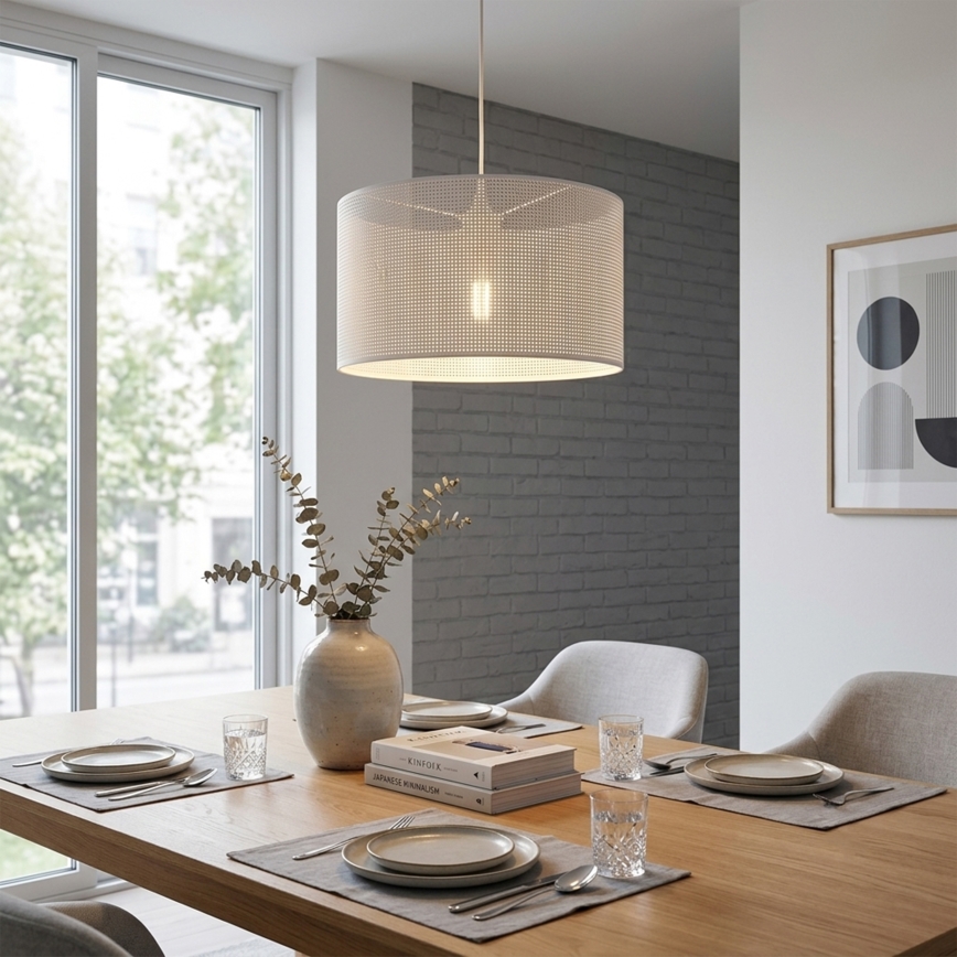 Pendelleuchte mit Kabel SIRJA PLISADO 1xE27/15W/230V Ø 35 cm weiß