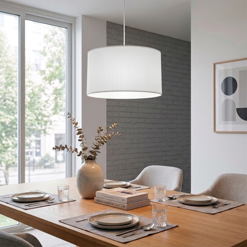 Pendelleuchte mit Kabel SIRJA PLISADO 1xE27/15W/230V Ø 35 cm weiß