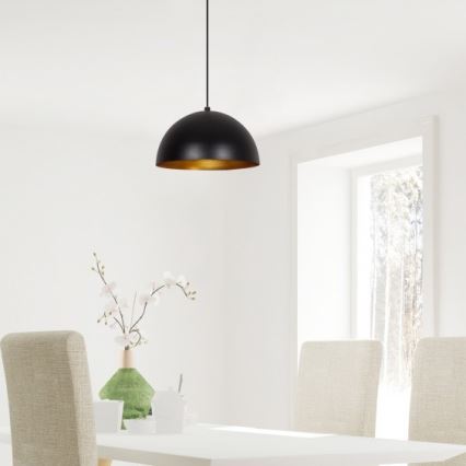 Pendelleuchte mit Kabel SIVANI 1xE27/40W/230V Ø 30 cm schwarz/kupfer
