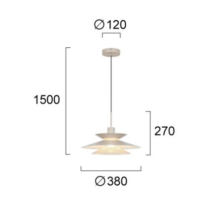 Pendelleuchte mit Kabel STEVI 1xE27/40W/230V beige