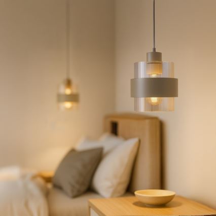 Pendelleuchte mit Kabel VALENTINO 1xE27/15W/230V beige/klar