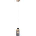 Pendelleuchte mit Kabel WOODNEST 1xE27/15W/230V Kiefer/rauchschwarz