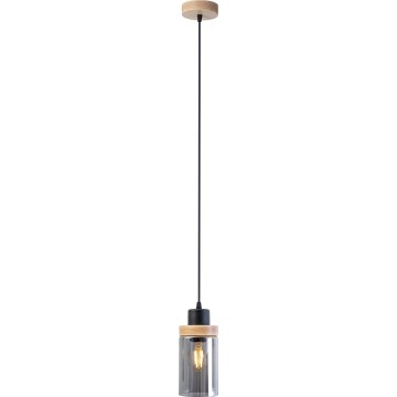 Pendelleuchte mit Kabel WOODNEST 1xE27/15W/230V Kiefer/rauchschwarz