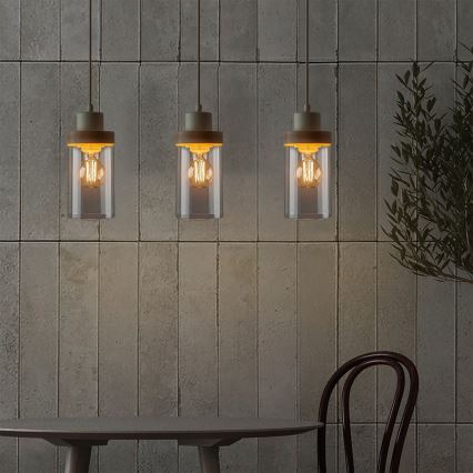 Pendelleuchte mit Kabel WOODNEST 3xE27/15W/230V Kiefer/Creme