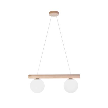 Pendelleuchte mit Kabel WOODSTOCK 2xE27/15W/230V Holz/cremefarben