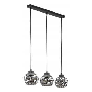 Pendelleuchte mit Kabel ZULIA 3xE27/15W/230V schwarz/rauchschwarz