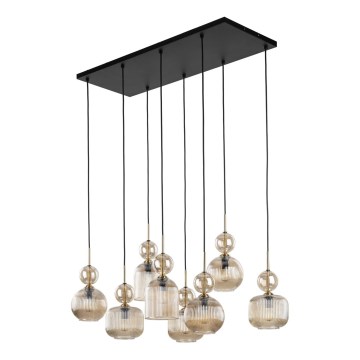 Pendelleuchte mit Kabelabhängung SOPHIA 8xE14/10W/230V schwarz/rauchiges Beige