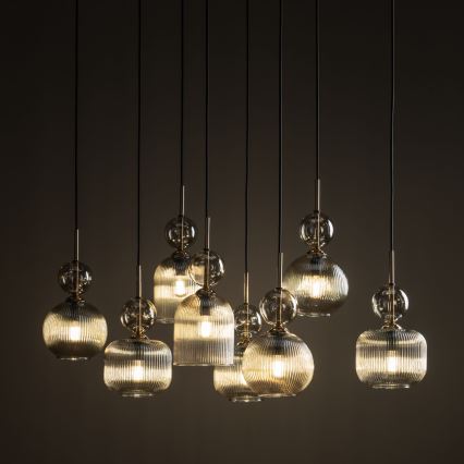Pendelleuchte mit Kabelabhängung SOPHIA 8xE14/10W/230V schwarz/rauchiges Beige