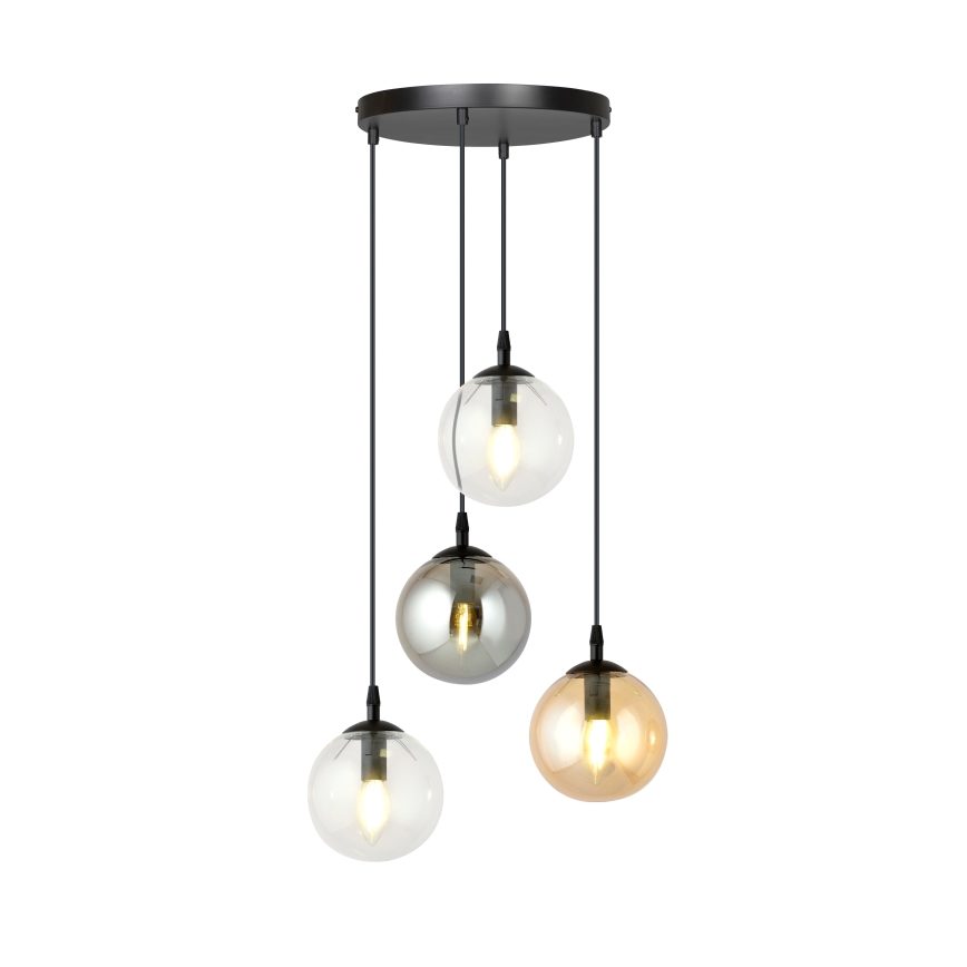 Pendelleuchte an Kabel COSMO 4xE14/10W/230V Ø 40 cm schwarz/klar/rauchschwarz/beige