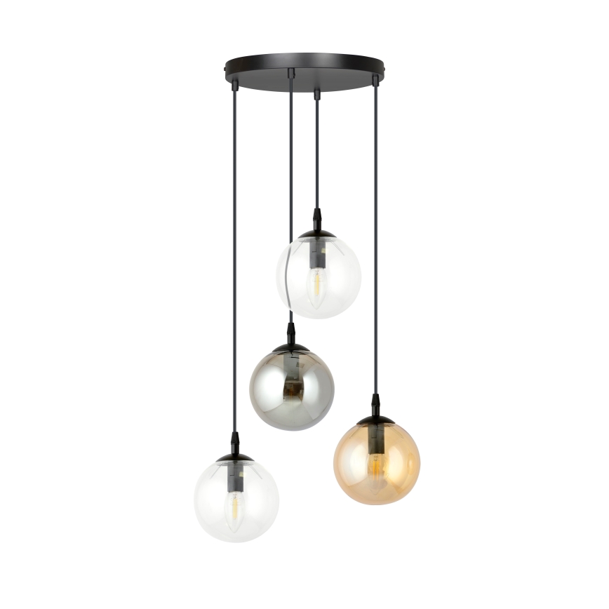 Pendelleuchte an Kabel COSMO 4xE14/10W/230V Ø 40 cm schwarz/klar/rauchschwarz/beige