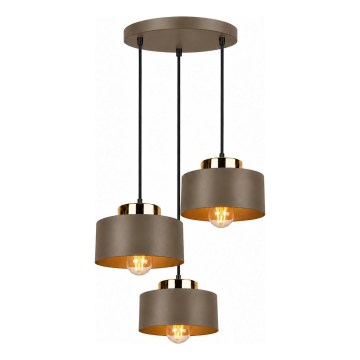 Pendelleuchte mit Kabelaufhängung IGNIA 3xE27/60W/230V braun/gold