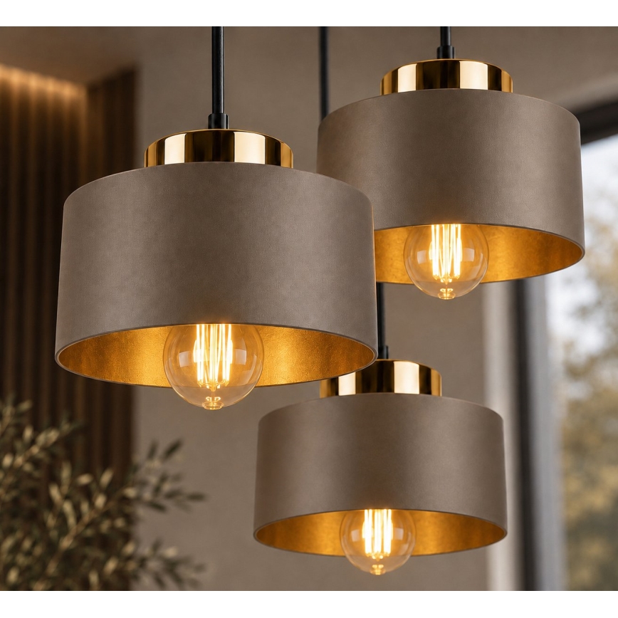 Pendelleuchte mit Kabelaufhängung IGNIA 3xE27/60W/230V braun/gold
